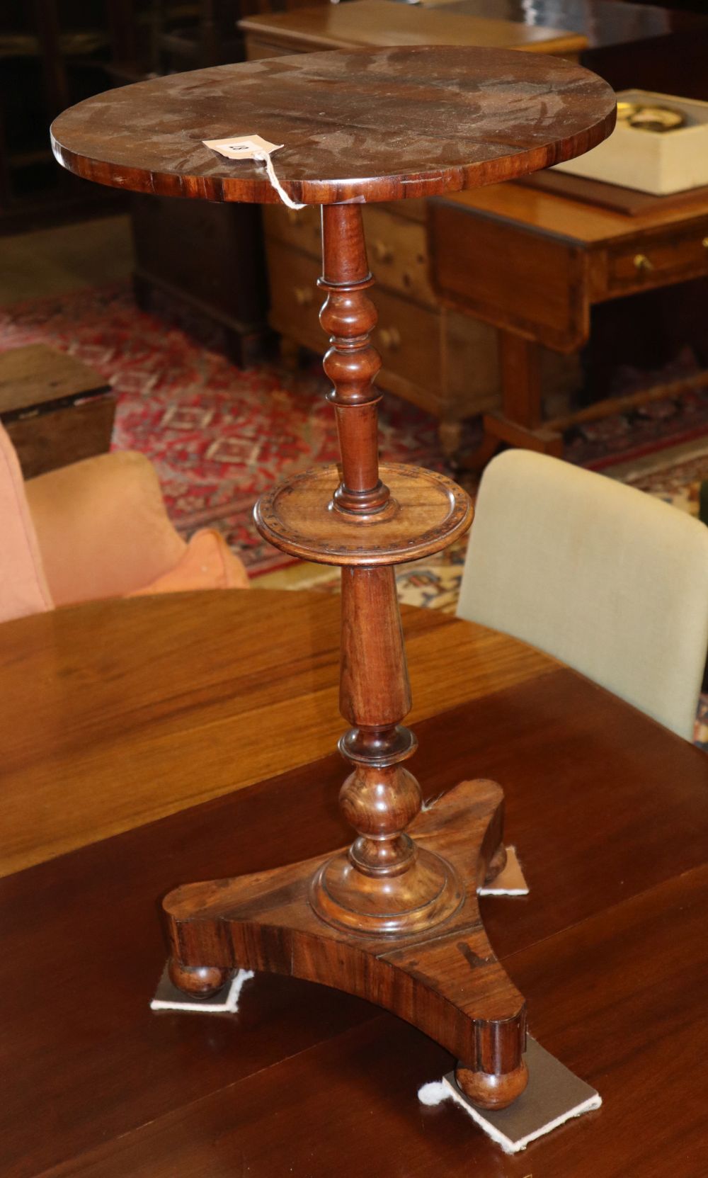 A Victorian rosewood wine table, diameter 37cm, H.75cm